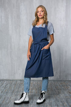 Denim Dress Apron | Studio Pinafore Smock, 8 of 11