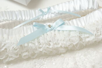 Bridal Wedding Garter Set With 'Something Blue Bow', 2 of 2