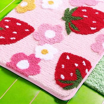 Luxury Thick Absorbent Strawberry Bathroom Mat, 5 of 8