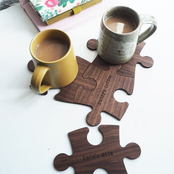 Personalised Walnut Jigsaw Piece Coasters, 6 of 6