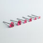 Sterling Silver Hot Pink Crystal Heart Stud Earrings, thumbnail 2 of 5