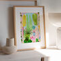 The Pink Arch Perch Painted Garden Scene Art Print, thumbnail 1 of 2