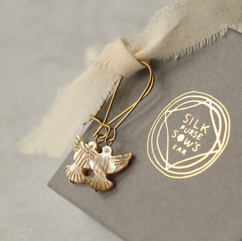 Mother Of Pearl Dove Bird Earrings, 5 of 8