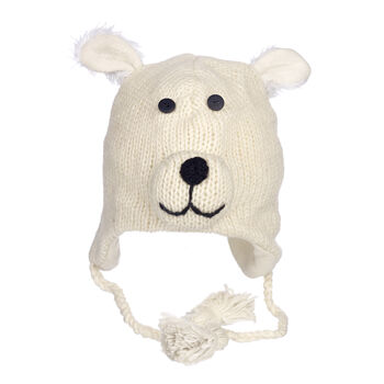 Polar Bear Hand Knitted Woollen Animal Hat, 5 of 6
