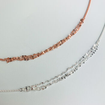 Sterling Silver Layered Chain Anklet, 3 of 6