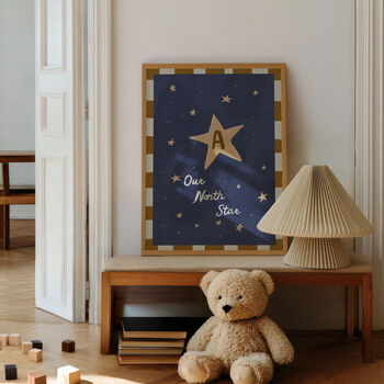 Personalised Our North Star Nursery Initial Art Print, 5 of 12