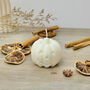 White Carved Pumpkin Candle And Halloween Decoration, thumbnail 4 of 8