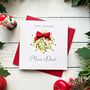 Mum And Dad Mistletoe Christmas Card. Personalised, thumbnail 7 of 7