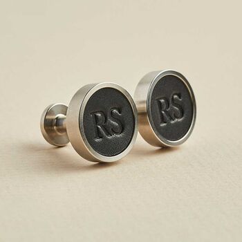 Personalised Leather And Stainless Steel Cufflinks, 2 of 4