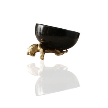 Handmade Black Marble Bowl With Gold Tiger Stand, 2 of 4