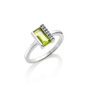 Sterling Silver Peridot And Blue Diamond Ring, 4 of 6
