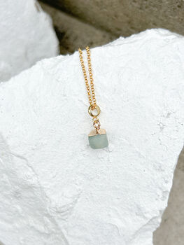Amazonite Nugget Necklace Real 18k Gold Plated, 4 of 7
