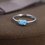 Sterling Silver Clawed Blue Opal Oval Ring, thumbnail 5 of 12