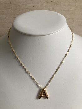 18k Gold Plated A Initial Pendant Necklace, 3 of 3