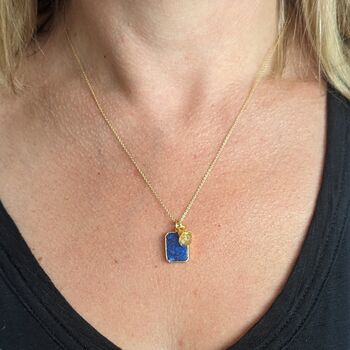 The Duo Lapis Lazuli Necklace, Gold Plated, 2 of 10
