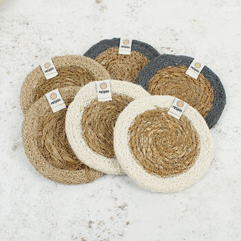 Respiin Set Of Six Seagrass And Jute Coasters Naturals, 5 of 10