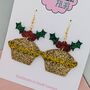 Mince Pie Glitter Christmas Resin Earrings, thumbnail 2 of 4