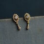 Tudor Jewel Sterling Silver Gold Drop Earrings, thumbnail 4 of 6