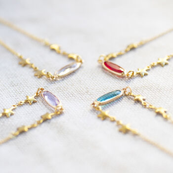 Star Chain Necklace With Birthstone Detail, 6 of 11