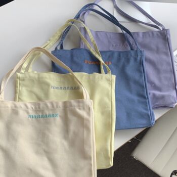 Extra Large Pastel Canvas Shoulder Tote Bag For School, 2 of 9