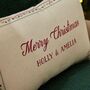 Personalised Linen Merry Christmas Cushion, thumbnail 2 of 3