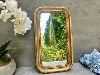 Distressed Gold Portrait Mirror With Beaded Frame Decor, 8 of 8