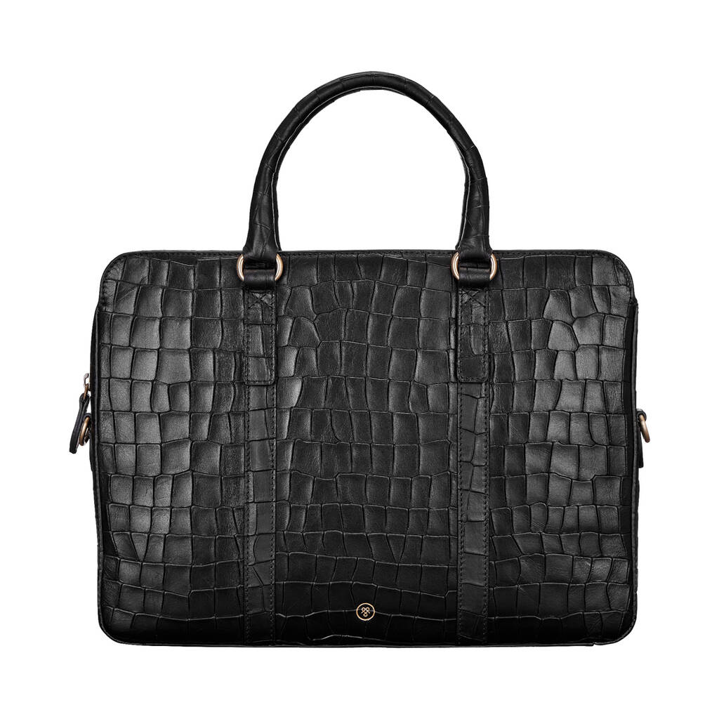 Women's Croc Leather Slim Laptop Bag 'Sorrento Croco' By Maxwell Scott ...