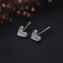 Sterling Silver Cubic Zirconia Heart Stud Earrings, thumbnail 3 of 9
