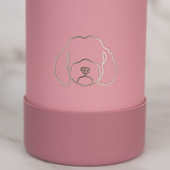 Cockapoo/ Cavapoo/ Maltipoo 30oz Water Bottle With Removable Dog Bowl In Pink/ Grey, 3 of 7