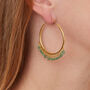 Emerald Beaded Gold Plated Silver Hoops, thumbnail 4 of 12