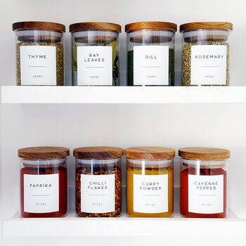 Small Acacia Spice Jar With Personalised Label, 2 of 10