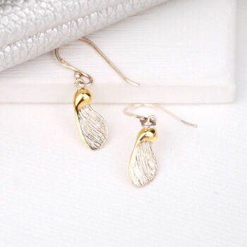 Sterling Silver And Gold Sycamore Drop Earrings, 3 of 6
