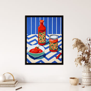 Ketchup Later Blue Red Bright Kitchen Wall Art Print, 4 of 6