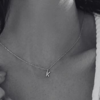 Silver Personalised Pave Initial Necklace, 3 of 5