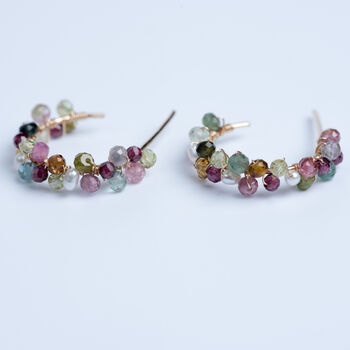 Multicoloured Tourmaline Earring Hoops, 5 of 11