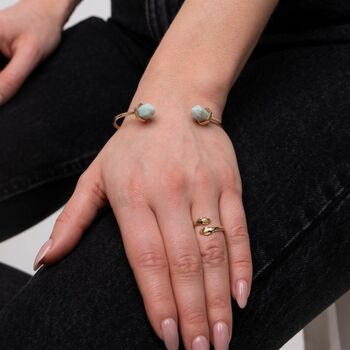 Adjustable Turquoise Stone Pencil Cuff Bangle Bracelet, 2 of 5