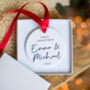 First Christmas Couple Names Personalised Decoration, thumbnail 1 of 3