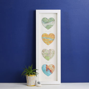 Four Map Hearts Personalised Anniversary Gift, 5 of 6