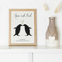 Personalised Penguins Wedding Print, thumbnail 5 of 5
