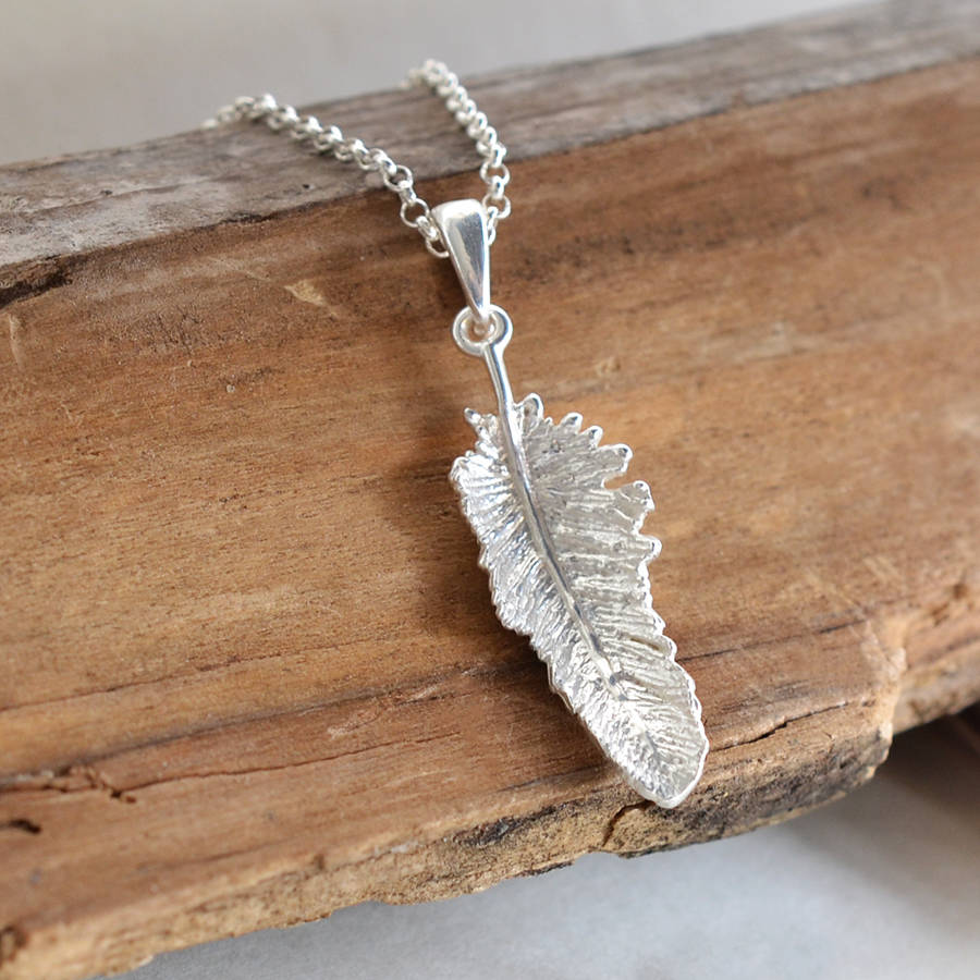 Sterling Silver Small Feather Drop Necklace By Martha Jackson Sterling ...