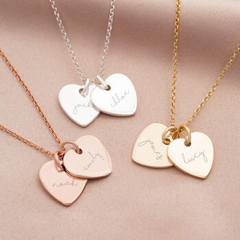 Personalised Couple's Double Heart Necklace, 2 of 12