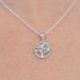 Sterling Silver Tree Of Life Jewelled Zirconia Necklace, thumbnail 2 of 8