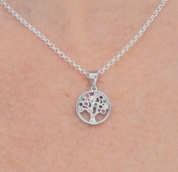 Sterling Silver Tree Of Life Jewelled Zirconia Necklace, 2 of 8