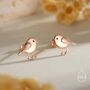 Sterling Silver Tiny Chickadee Bird Stud Earrings, thumbnail 4 of 12