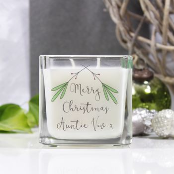 Personalised Merry Christmas Mistletoe Scented Candle, 5 of 7