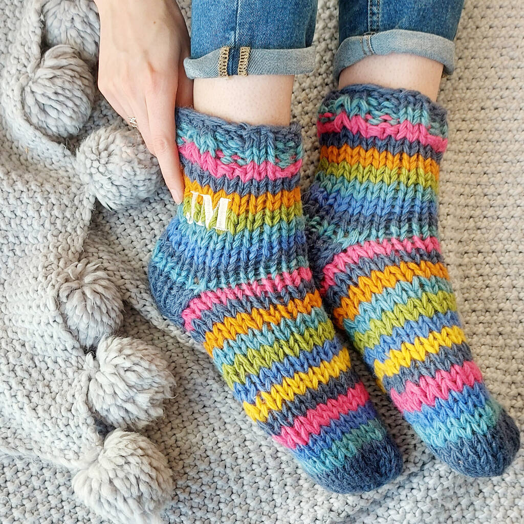 Blue Rainbow Sofa Socks, 1 of 3