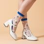 Bees Flowers Combed Cotton Sheer Pop Socks In Blue, thumbnail 1 of 4