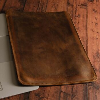 Personalised Leather Mac Book Sleeve 13 14 15 16 Inch, 6 of 7