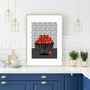 Strawberries In A Striped Bowl Print, thumbnail 4 of 7