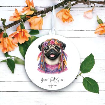Personalised Pug Hippie Decoration, 2 of 2